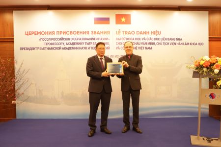 GS.VS. Châu Văn Minh, Chủ tịch Viện Hàn lâm Khoa học và Công nghệ Việt Nam nhận danh hiệu Đại sứ Khoa học và Giáo dục Nga